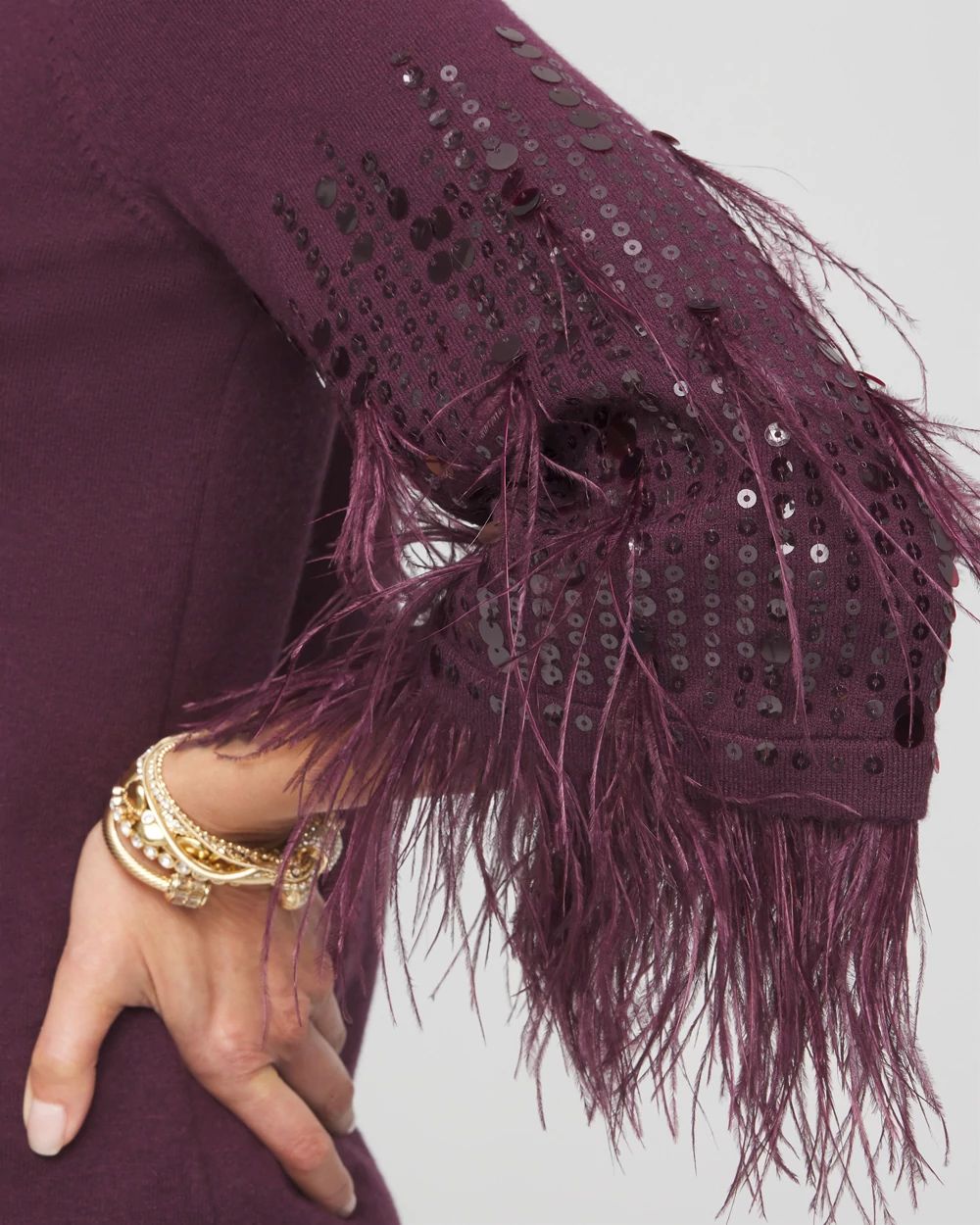 Feather Sequin Pullover Sweater click to view larger image.