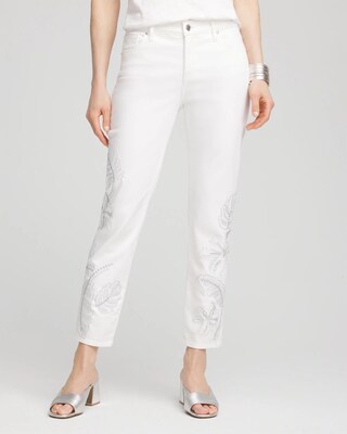 Girlfriend Embellished Cropped Jeans click to view larger image.