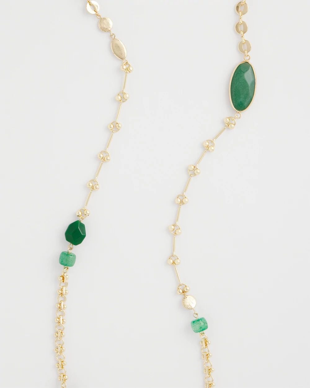 Green Accent Long Single Strand Necklace click to view larger image.