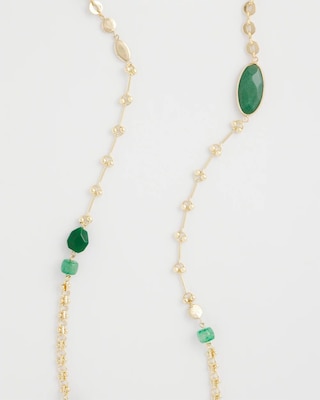 Green Accent Long Single Strand Necklace click to view larger image.
