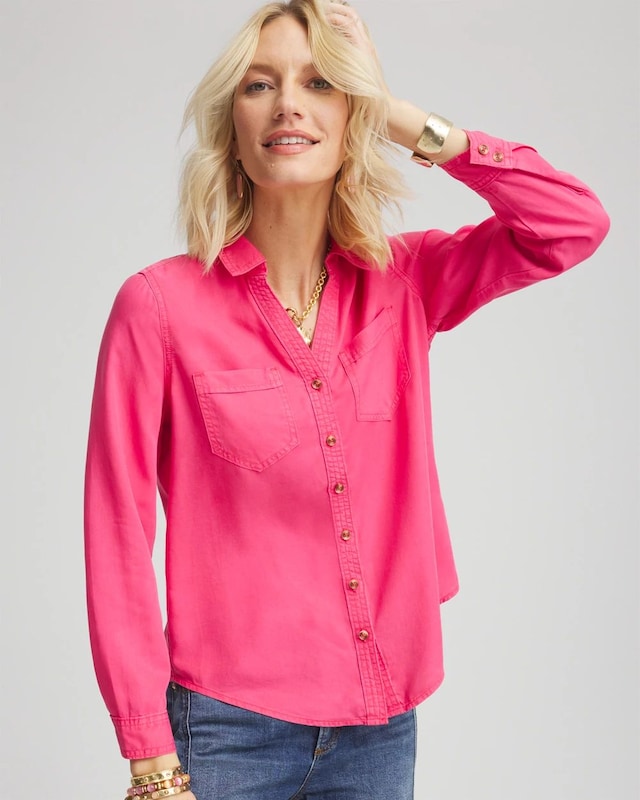 Tencel Denim Button-front Shirt