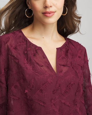 Feathered Pullover Peasant Blouse click to view larger image.