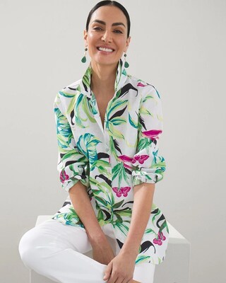 No Iron Linen Dreamy Flora Shirt