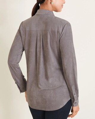 Everyday Faux-Suede Button-Front Shirt
