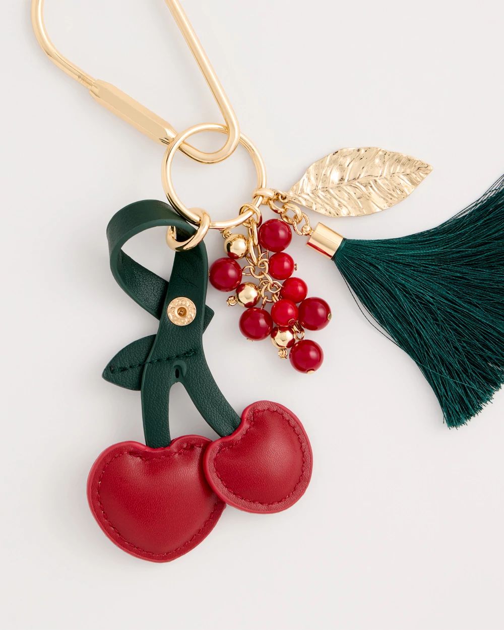 Faux Leather Cherry Bag Charm Key Chain