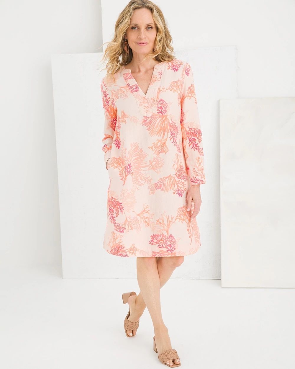 Coral Reef Linen Dress