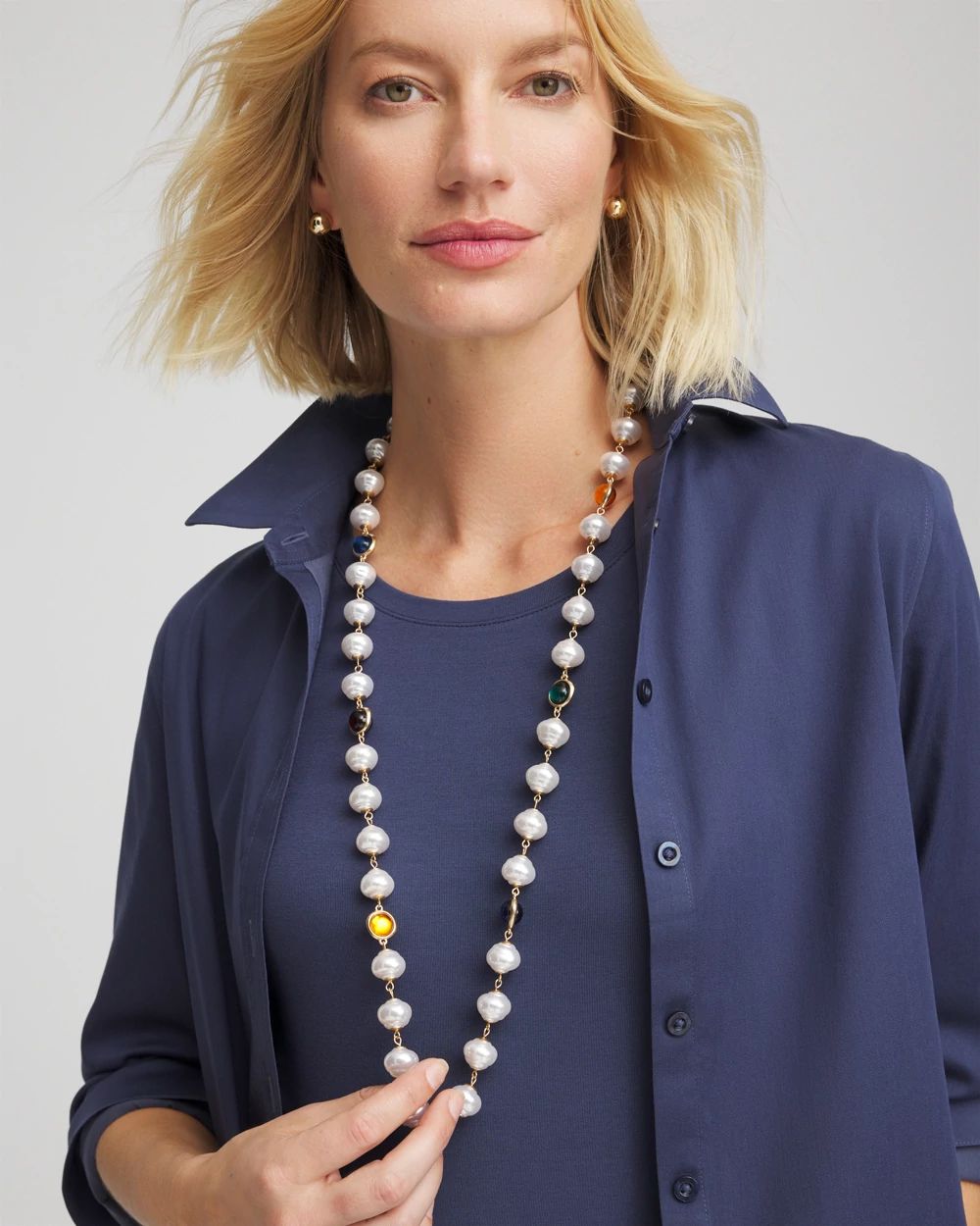 Beaded Faux Pearl Single-Strand Necklace