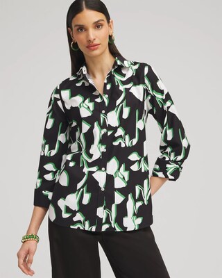 No Iron™ Stretch Floral 3/4 Sleeve Shirt