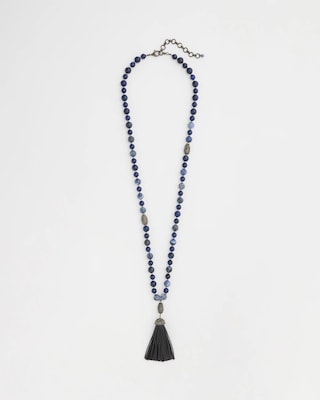 Genuine Stone Beaded Tassel Necklace