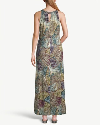 Tropical-Print Halter Maxi Dress