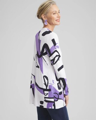 Spun Rayon Abstract Print Cardigan