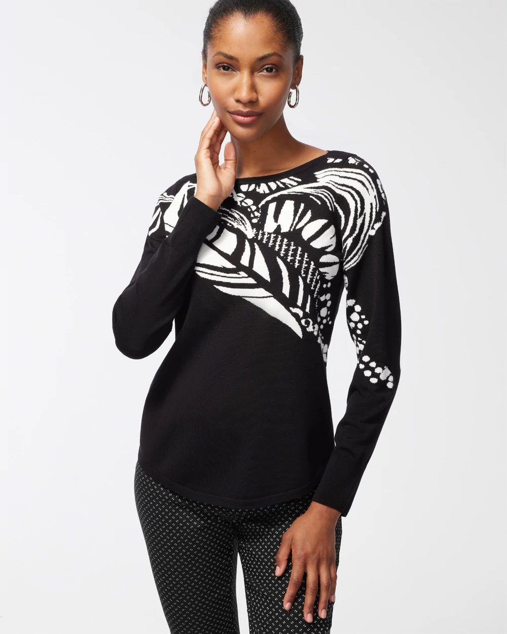 Geo Swirl Spun Rayon Pullover