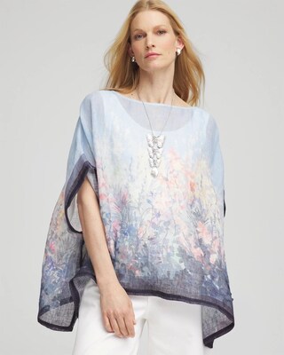 Linen Watercolor Boatneck Poncho click to view larger image.