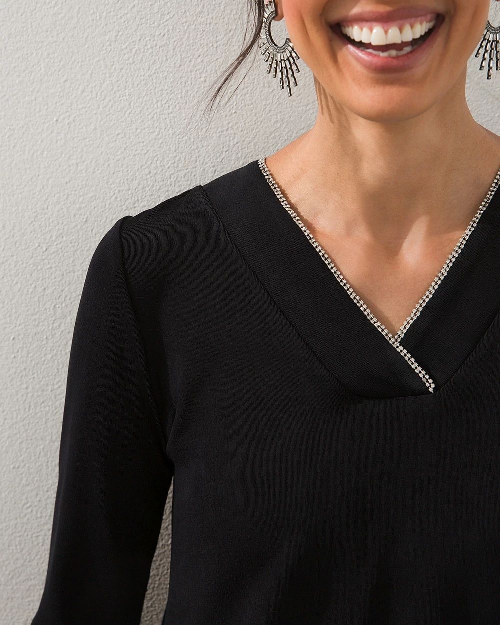 Travelers V-Neck Sparkle-Trim Top