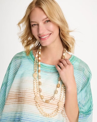 Resin Wood Double Strand Necklace click to view larger image.