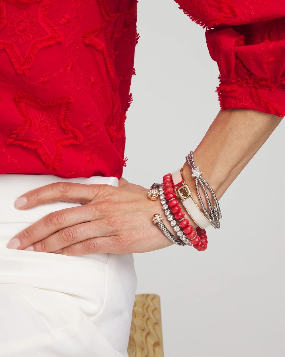 Jade & Mother of Pearl Stretch Bracelet