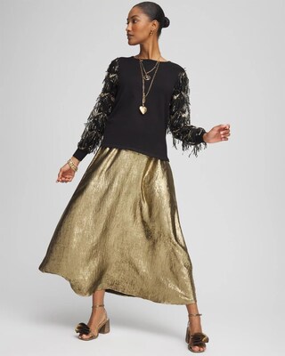 Metallic Satin Maxi Skirt