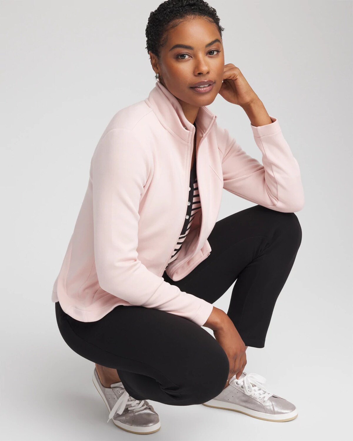 Chico's Scuba Convertible Jacket In Pink In Pink