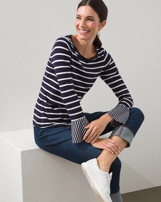 Touch of Cool Stripe Flutter Sleeve Tee