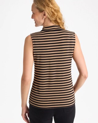 Soft Stretch Tie Neck Striped Tank click to view larger image.