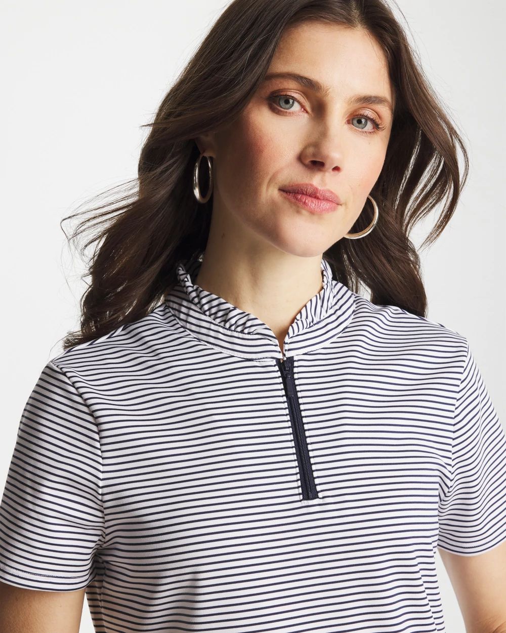 Zenergy® UPF Ruffle Striped Half Zip
