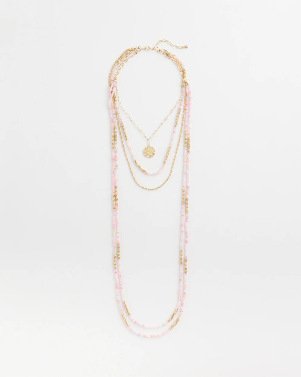 Pink Beaded Multi Strands Necklace