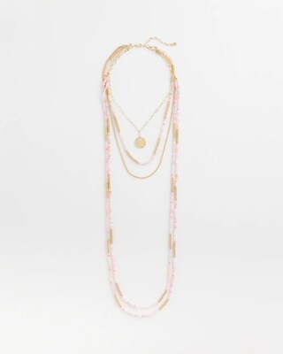 Pink Beaded Multi Strands Necklace