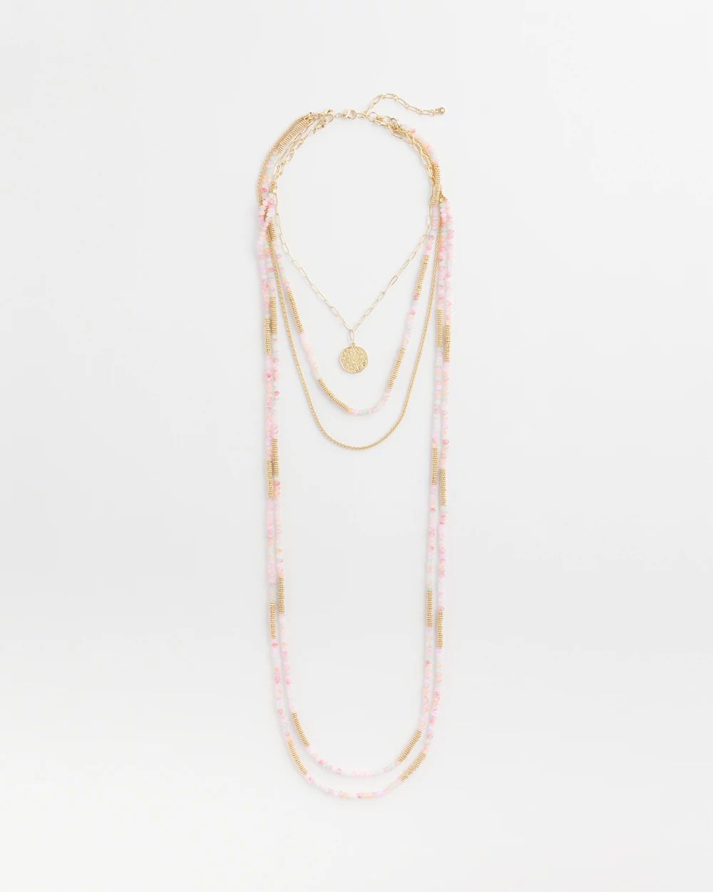 Pink Beaded Multi Strands Necklace