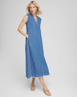 Frayed Denim Maxi Dress