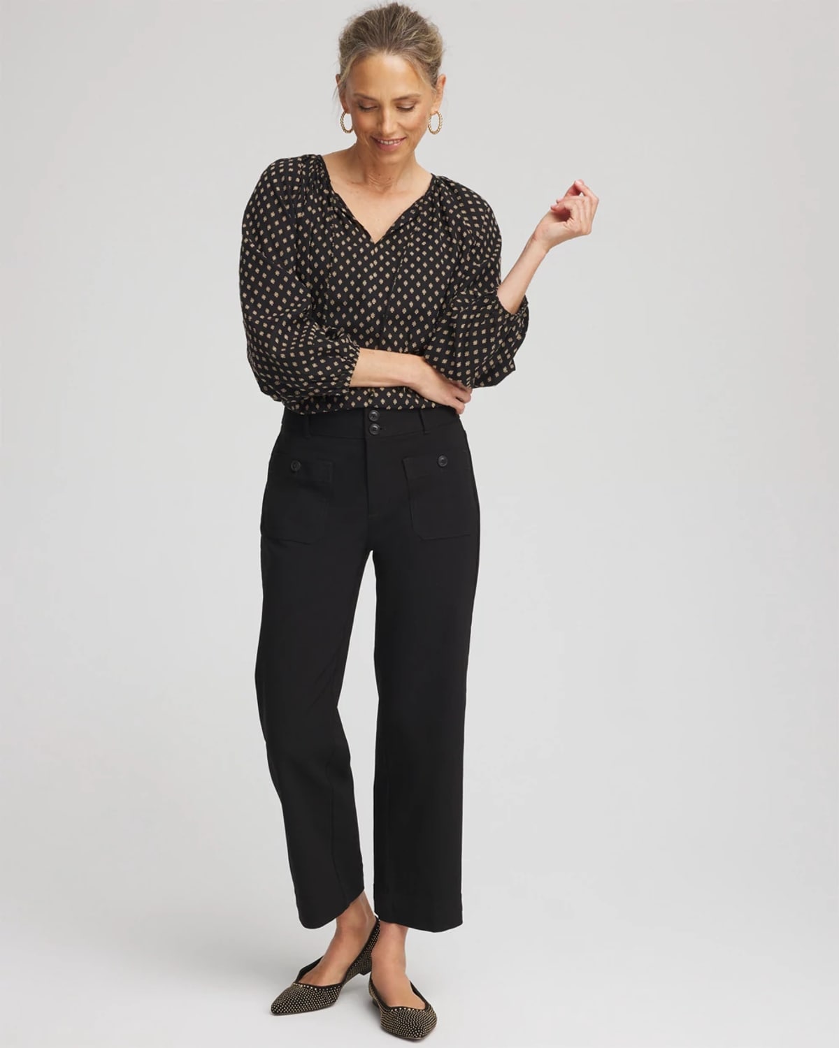 Chico's Four Pocket Straight Crop Pants In Black In Black