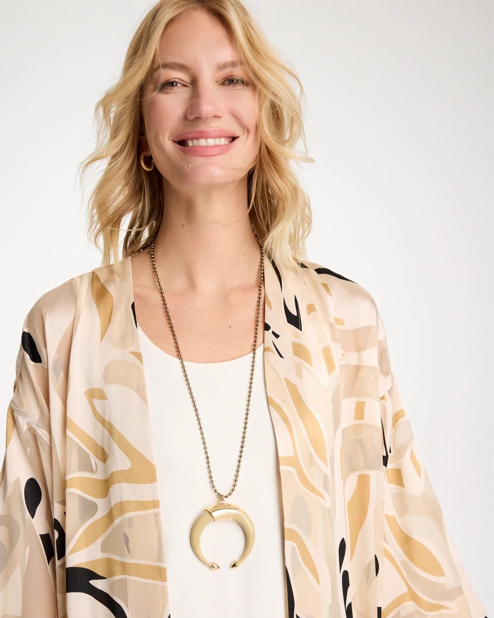 Long Horn Pendant Necklace click to view larger image.