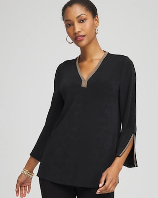 Travelers™ Embellished V-Neck Flutter Sleeve Tunic