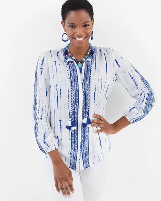 Tie-Dye Embroidered Boho Shirt
