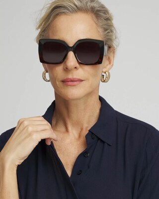 Faux Tort Rectangle Sunglasses