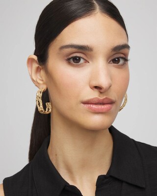 No Droop® Molten Hoop Earrings click to view larger image.