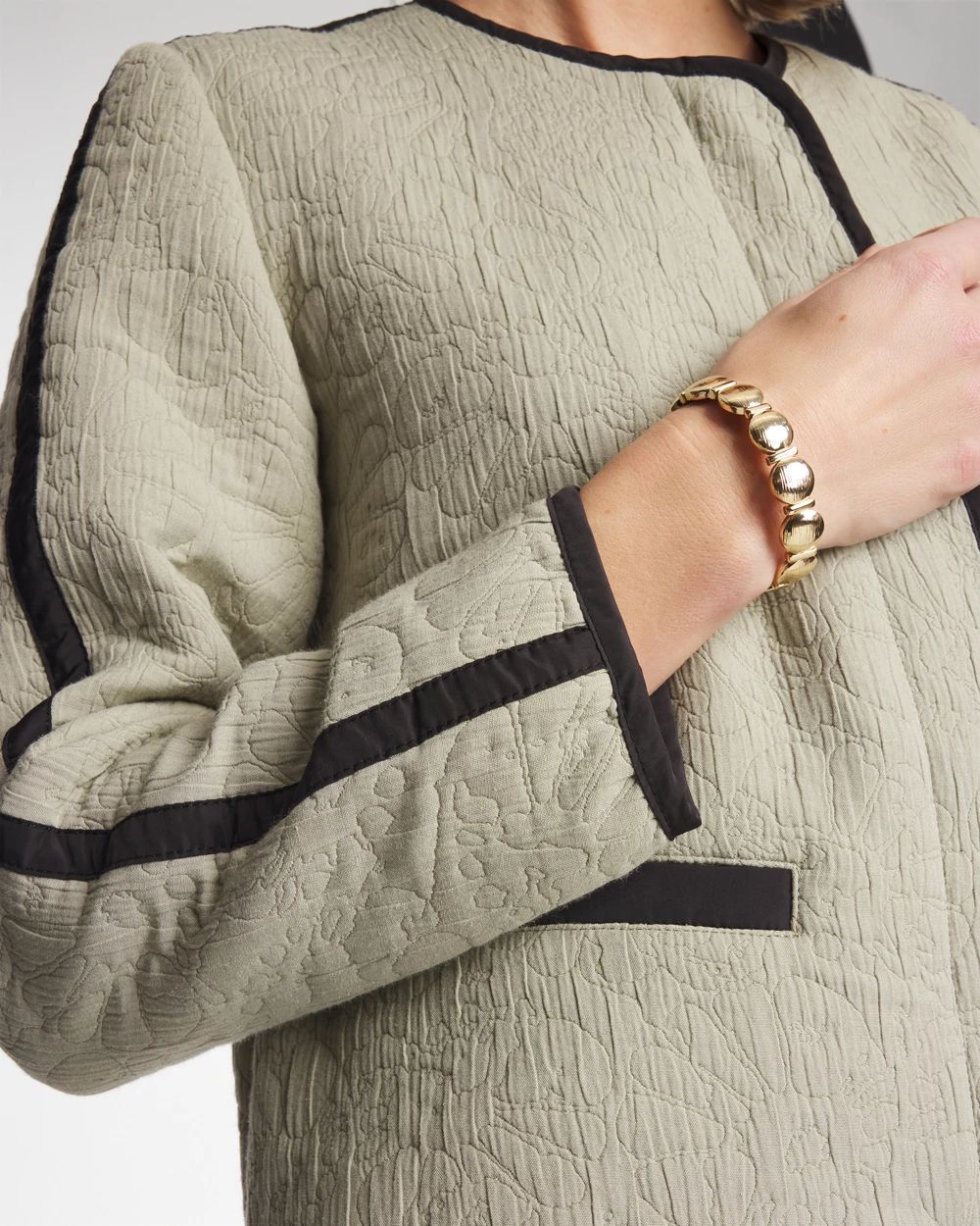 Collarless Quilted Box Jacket click to view larger image.