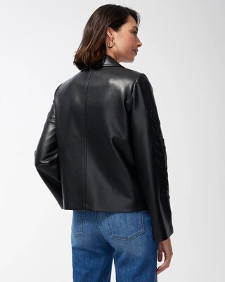 Cutwork Faux Leather Jacket