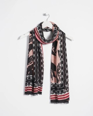 Floral Border Oblong Scarf click to view larger image.
