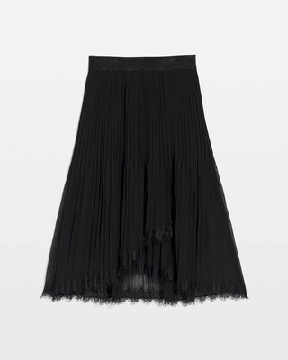 Pleated Lace Hem Midi Skirt click to view larger image.