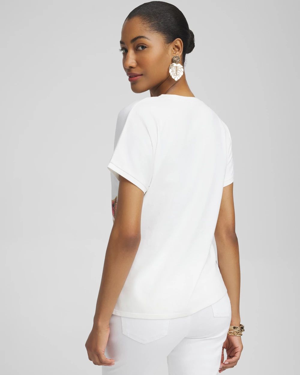 Dolman Foil Leaf Print Tee