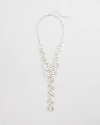 Silver Tone Pebble Y-Drop Necklace