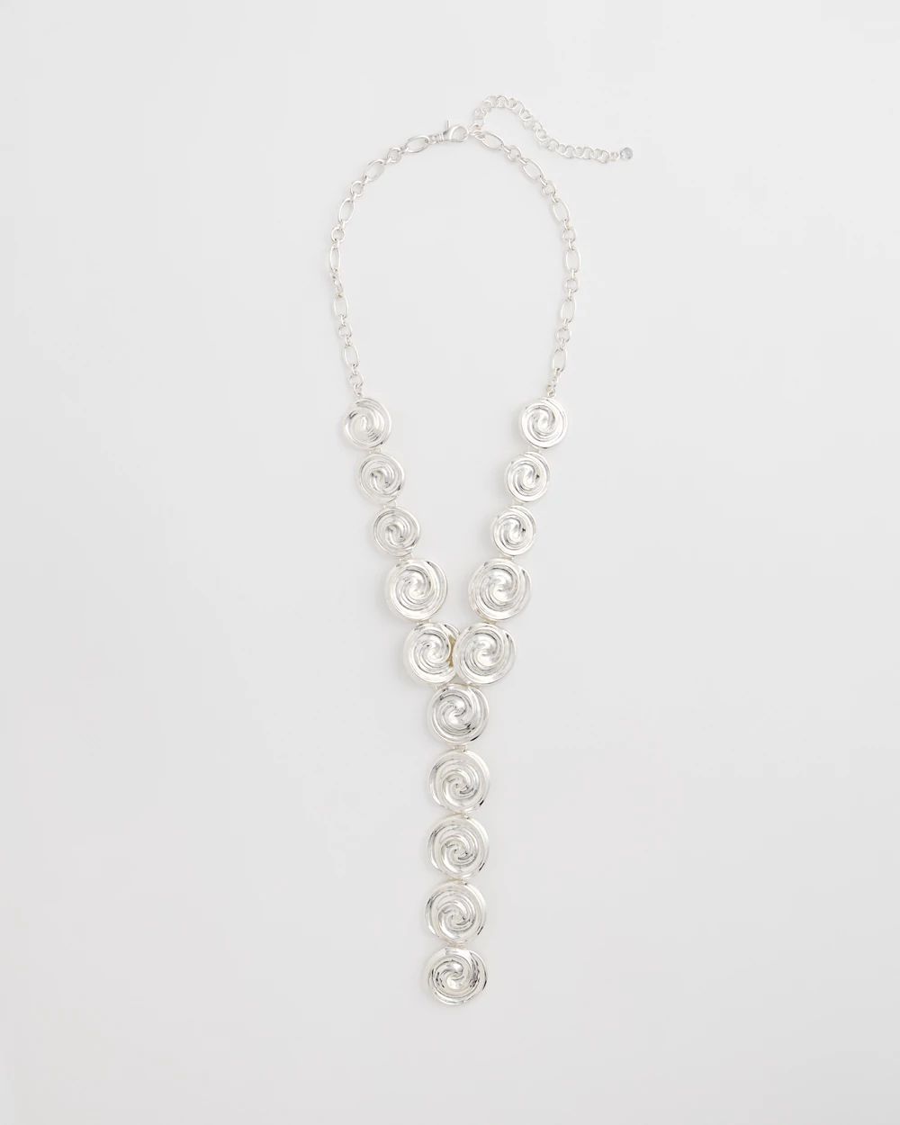 Silver Tone Pebble Y-Drop Necklace