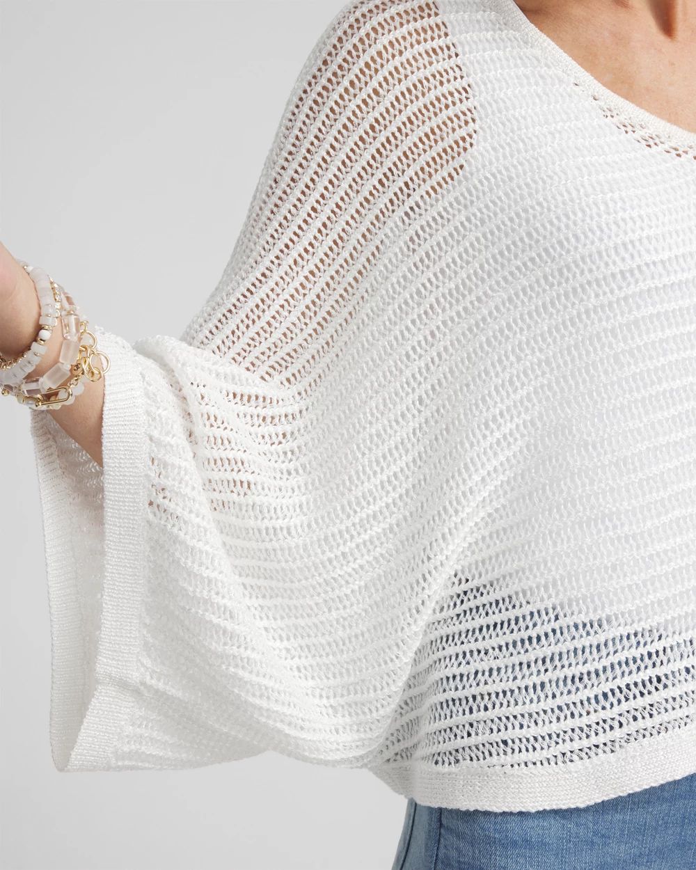 V-neck Sequin Knit Poncho click to view larger image.