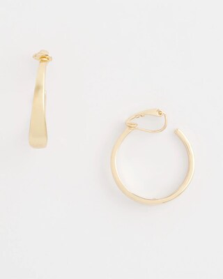 No Droop™ Gold Tone Hoop Clip-On Earrings click to view larger image.