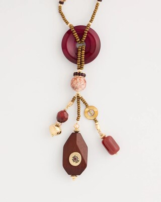 Wood Fire Agate Beaded Y-Necklace click to view larger image.