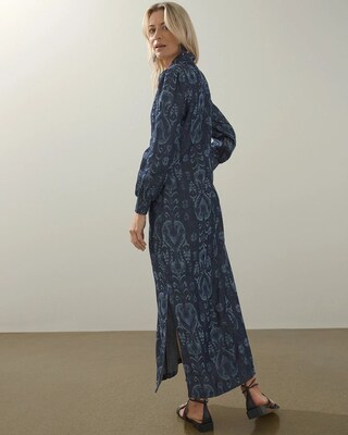 Tencel Ikat Print Shirt Dress