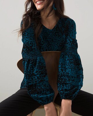 Flocked Sleeve Knit Top