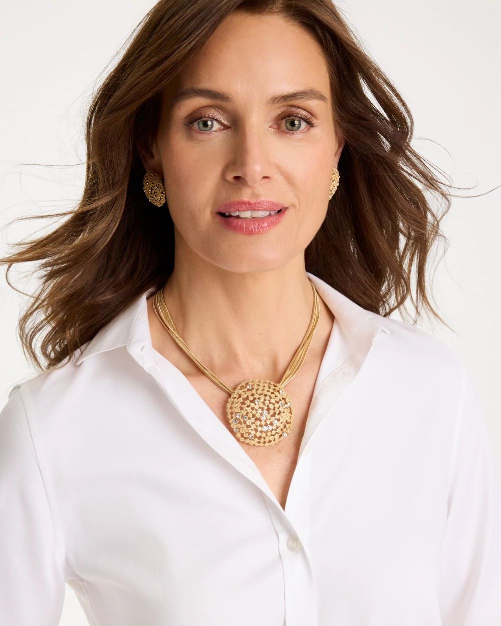 Sea Foam Medallion Pendant Necklace