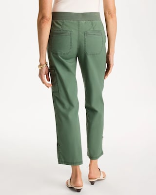 Poplin Cropped Roll Tab Pants click to view larger image.