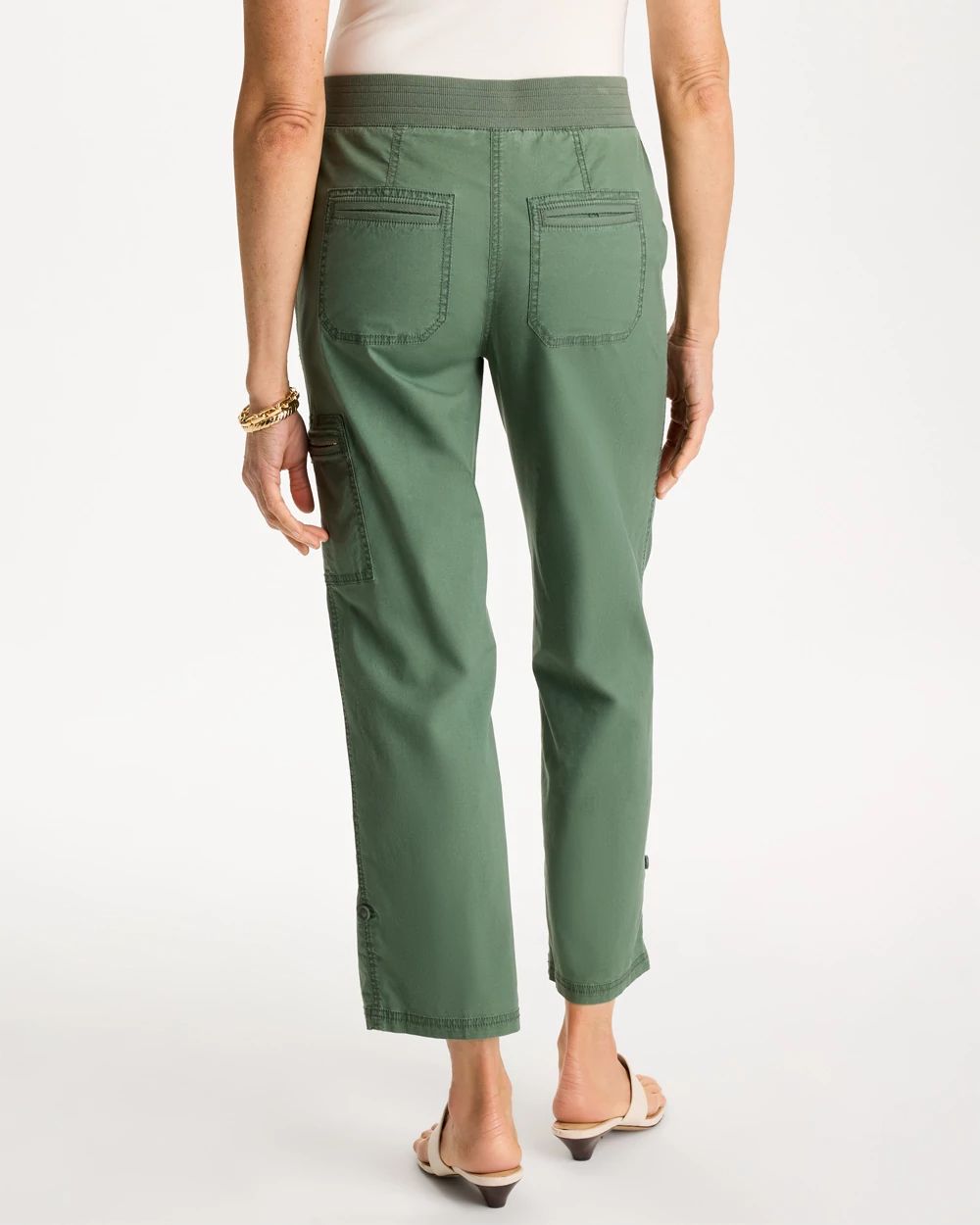 Poplin Cropped Roll Tab Pants